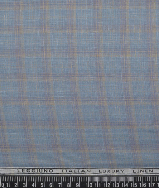Leggiuno italy 80 LEA Italian Linen Checks Shirting Fabric (Glacier Blue)