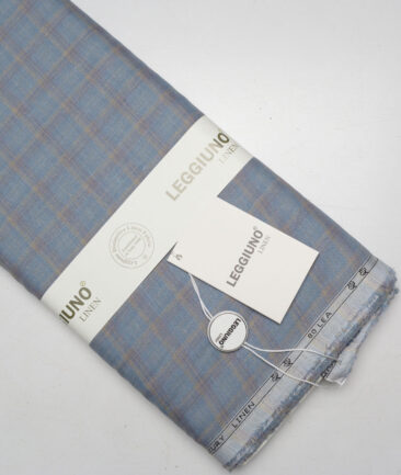 Leggiuno italy 80 LEA Italian Linen Checks Shirting Fabric (Glacier Blue)