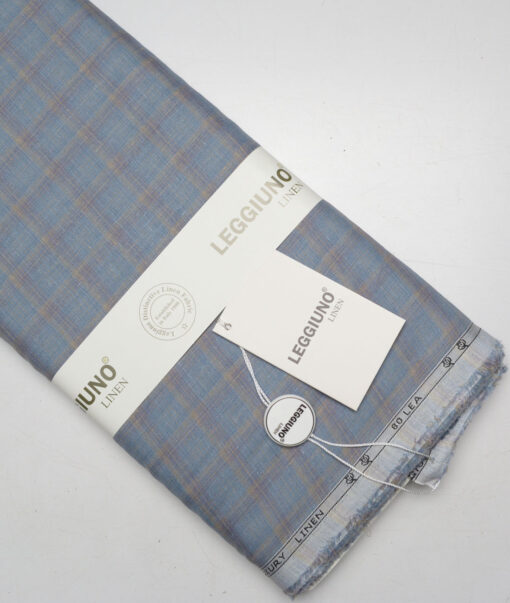 Leggiuno italy 80 LEA Italian Linen Checks Shirting Fabric (Glacier Blue)