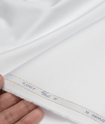 Tessitura Monti 2 Ply 120's Giza Cotton Solids Shirting Fabric (White)