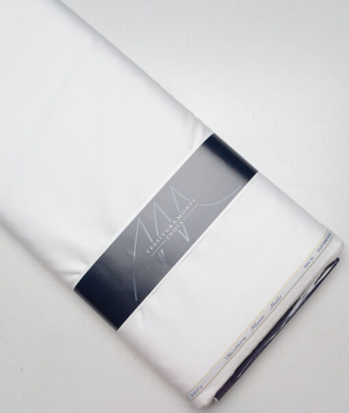 Tessitura Monti 2 Ply 120's Giza Cotton Solids Shirting Fabric (White)