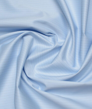 Tessitura Monti 2 Ply 140's Supima Cotton Striped Shirting Fabric (Sky Blue)