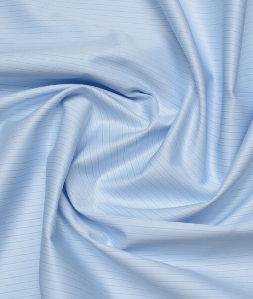 Tessitura Monti 2 Ply 140's Supima Cotton Striped Shirting Fabric (Sky Blue)