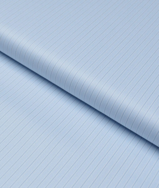 Tessitura Monti 2 Ply 140's Supima Cotton Striped Shirting Fabric (Sky Blue)