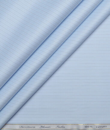 Tessitura Monti 2 Ply 140's Supima Cotton Striped Shirting Fabric (Sky Blue)