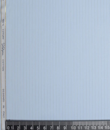 Tessitura Monti 2 Ply 140's Supima Cotton Striped Shirting Fabric (Sky Blue)