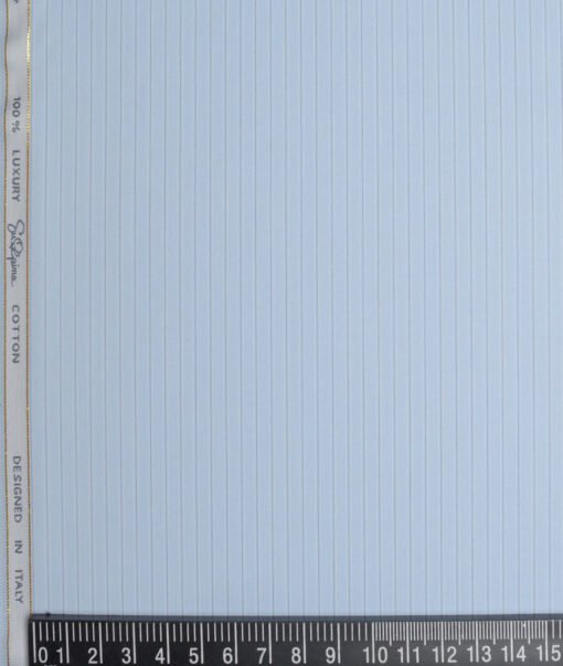 Tessitura Monti 2 Ply 140's Supima Cotton Striped Shirting Fabric (Sky Blue)