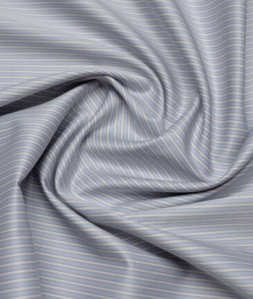 Tessitura Monti 2 Ply 140's Supima Cotton Striped Shirting Fabric (Slate Blue)