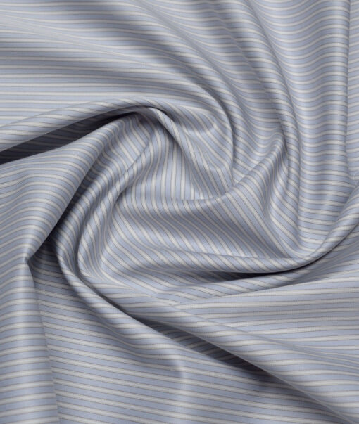 Tessitura Monti 2 Ply 140's Supima Cotton Striped Shirting Fabric (Slate Blue)
