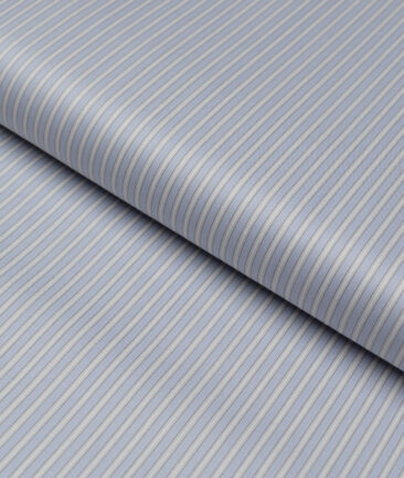 Tessitura Monti 2 Ply 140's Supima Cotton Striped Shirting Fabric (Slate Blue)