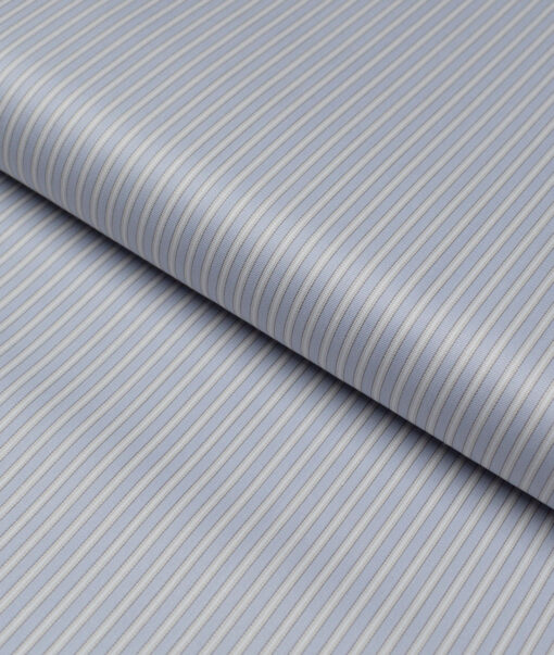 Tessitura Monti 2 Ply 140's Supima Cotton Striped Shirting Fabric (Slate Blue)