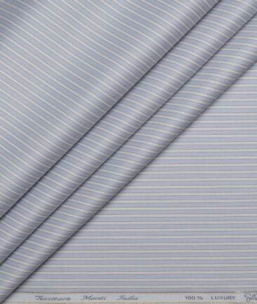 Tessitura Monti 2 Ply 140's Supima Cotton Striped Shirting Fabric (Slate Blue)