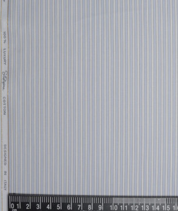 Tessitura Monti 2 Ply 140's Supima Cotton Striped Shirting Fabric (Slate Blue)