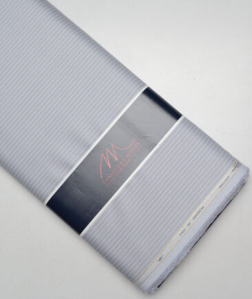 Tessitura Monti 2 Ply 140's Supima Cotton Striped Shirting Fabric (Slate Blue)