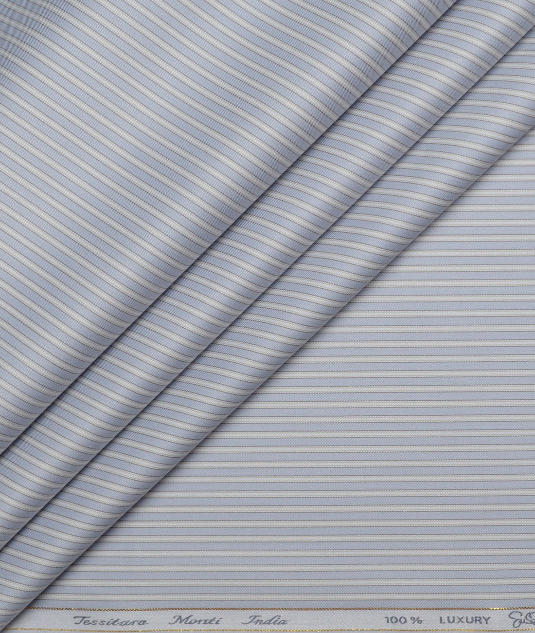 Tessitura Monti 2 Ply 140's Supima Cotton Striped Shirting Fabric (Slate Blue) Tessitura Monti 2 Ply 140's Supima Cotton Striped Shirting Fabric (Slate Blue)