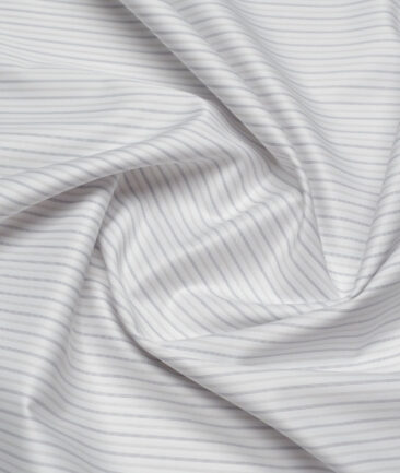 Tessitura Monti 2 Ply 140's Supima Cotton Striped Shirting Fabric (White)