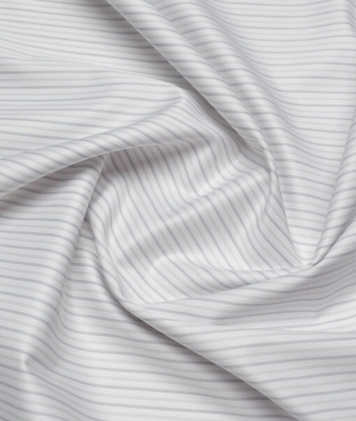 Tessitura Monti 2 Ply 140's Supima Cotton Striped Shirting Fabric (White)