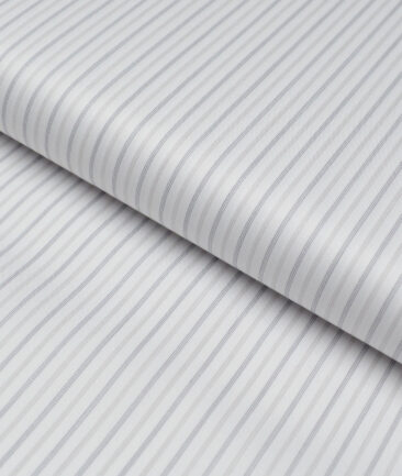 Tessitura Monti 2 Ply 140's Supima Cotton Striped Shirting Fabric (White)