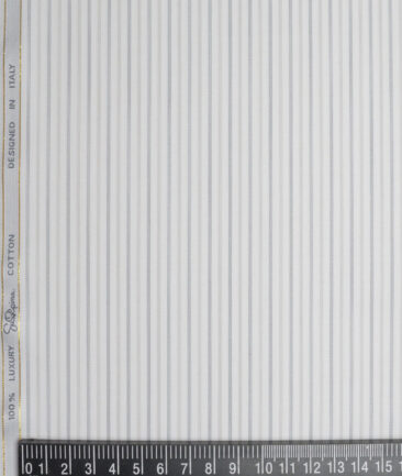 Tessitura Monti 2 Ply 140's Supima Cotton Striped Shirting Fabric (White)