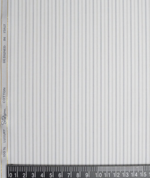 Tessitura Monti 2 Ply 140's Supima Cotton Striped Shirting Fabric (White)