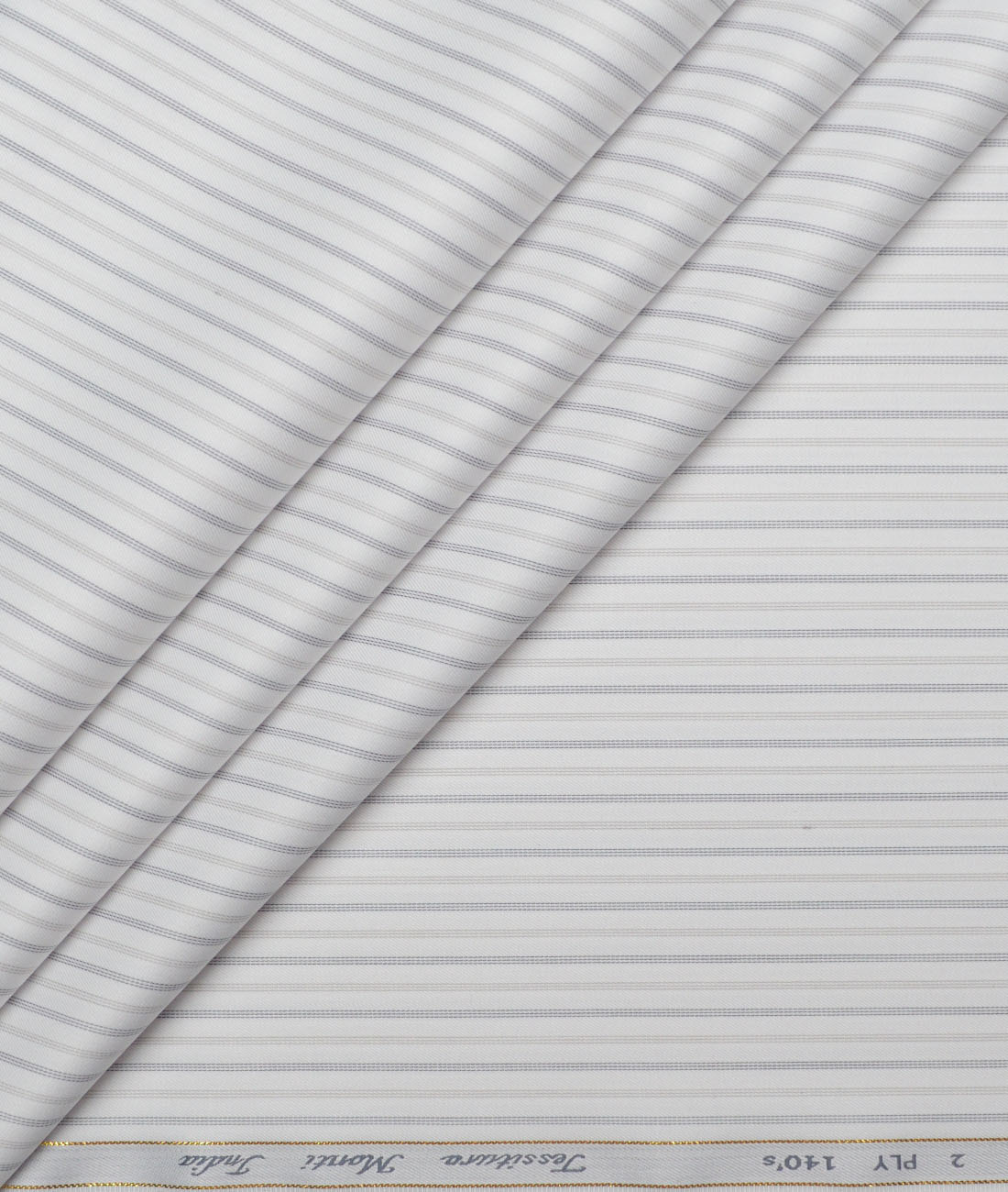 Tessitura Monti 2 Ply 140's Supima Cotton Striped Shirting Fabric (White) Tessitura Monti 2 Ply 140's Supima Cotton Striped Shirting Fabric (White)