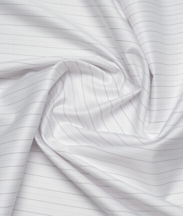 Tessitura Monti 2 Ply 140's Supima Cotton Striped Shirting Fabric (White)