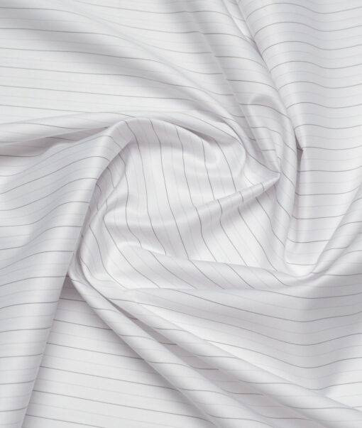 Tessitura Monti 2 Ply 140's Supima Cotton Striped Shirting Fabric (White)