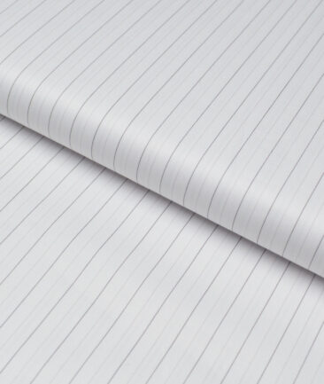 Tessitura Monti 2 Ply 140's Supima Cotton Striped Shirting Fabric (White)