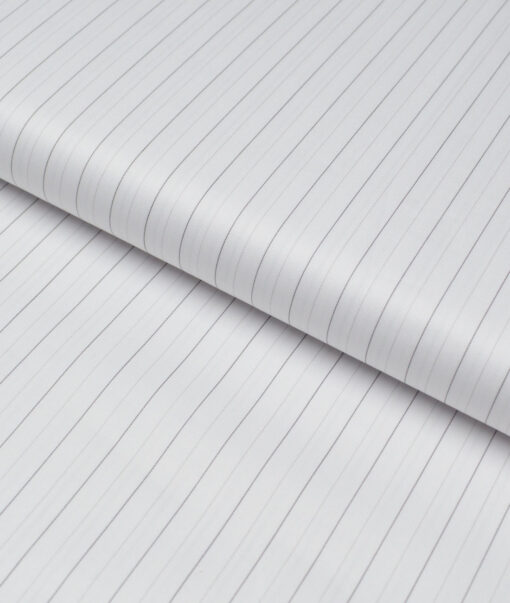 Tessitura Monti 2 Ply 140's Supima Cotton Striped Shirting Fabric (White)