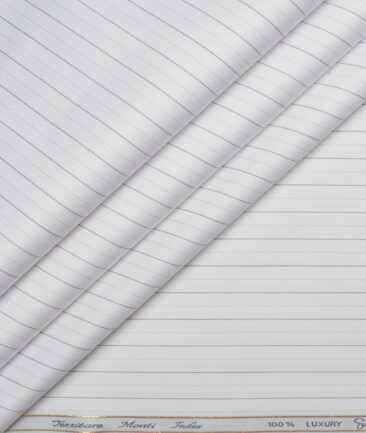 Tessitura Monti 2 Ply 140's Supima Cotton Striped Shirting Fabric (White)