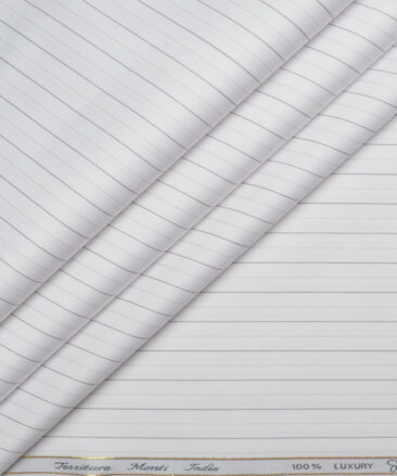Tessitura Monti 2 Ply 140's Supima Cotton Striped Shirting Fabric (White)