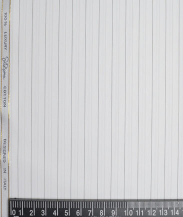 Tessitura Monti 2 Ply 140's Supima Cotton Striped Shirting Fabric (White)