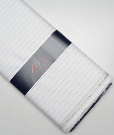 Tessitura Monti 2 Ply 140's Supima Cotton Striped Shirting Fabric (White)