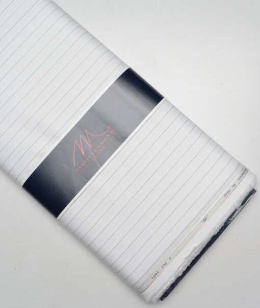 Tessitura Monti 2 Ply 140's Supima Cotton Striped Shirting Fabric (White)