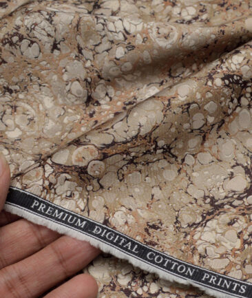 Monza  Premium Cotton Printed Shirting Fabric (Brown)