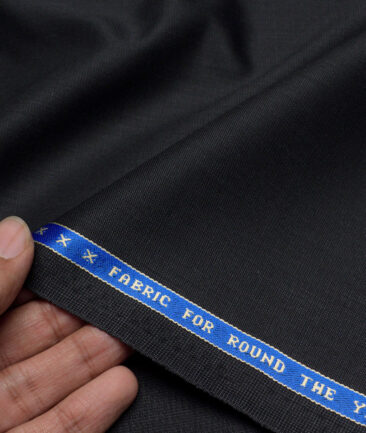 Raymond  Structured 20% Merino Wool Suiting Fabric (Black)