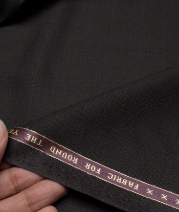 Raymond  Checks 20% Merino Wool Suiting Fabric (Dark Brown)
