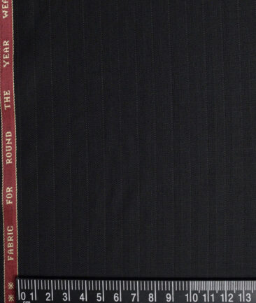 Raymond  Striped 20% Merino Wool Suiting Fabric (Black)