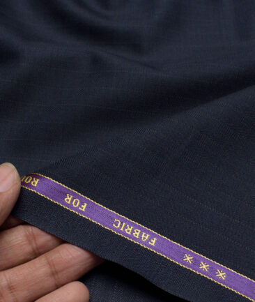 Raymond  Striped 20% Merino Wool Suiting Fabric (Dark Blue)