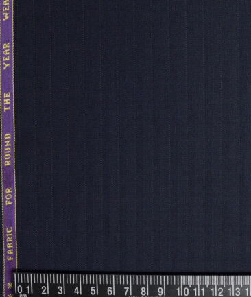 Raymond  Striped 20% Merino Wool Suiting Fabric (Dark Blue)