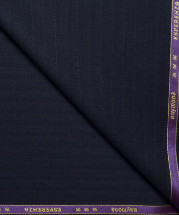 Raymond  Striped 20% Merino Wool Suiting Fabric (Dark Blue)