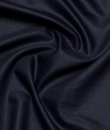 Raymond  Checks 20% Merino Wool Suiting Fabric (Dark Navy Blue) - Image 3