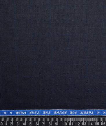Raymond  Checks 20% Merino Wool Suiting Fabric (Dark Navy Blue) - Image 4