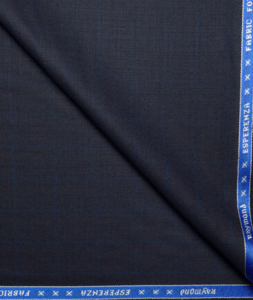 Raymond  Checks 20% Merino Wool Suiting Fabric (Dark Navy Blue)