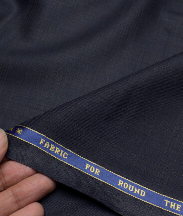 Raymond  Checks 20% Merino Wool Suiting Fabric (Dark Navy Blue)