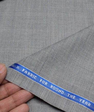 Raymond  Checks 20% Merino Wool Suiting Fabric (Light Grey) - Image 2