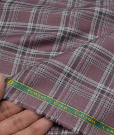 Reid & Taylor  Giza Cotton Checks Shirting Fabric (Opium Mauve)