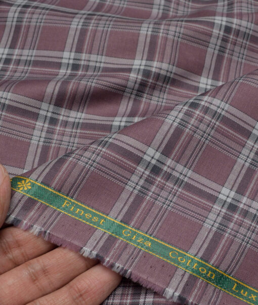 Reid & Taylor  Giza Cotton Checks Shirting Fabric (Opium Mauve)