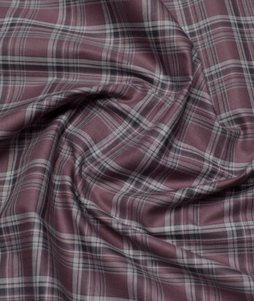 Reid & Taylor  Giza Cotton Checks Shirting Fabric (Opium Mauve)