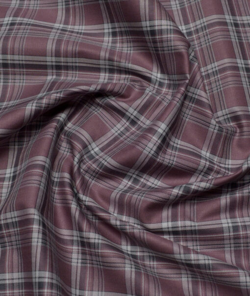 Reid & Taylor  Giza Cotton Checks Shirting Fabric (Opium Mauve)